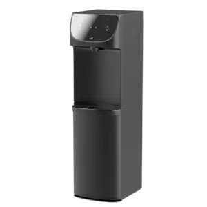 An isolated view of a tall, floor-standing Oasis Eco-friendly Water Coolers with a curved top interface and a deep, recessed dispensing alcove.