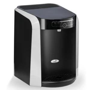 A Polaris Office Water Cooler countertop water dispenser with a curved front, featuring a top-mounted touch control panel and an Oasis brand logo.